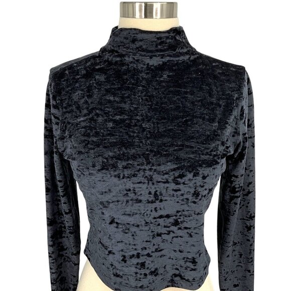 Lululemon All Aligned Mock Neck Long Sleeve Crushed Velvet Black Size 8 - Picture 2 of 8
